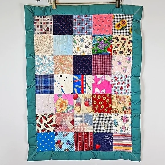 Quilted Patchwork Handmade Pillow Shams Pillowcases Set of 2 Ruffle Multi-Color - Picture 5 of 8